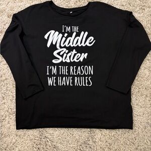 I’m The Middle Sister Black 3/4 Sleeve 
T-Shirt Size M